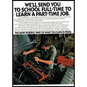1978 US Army Reserve Recruiter Recruiting Vintage Print Ad Mechanic Wall Art